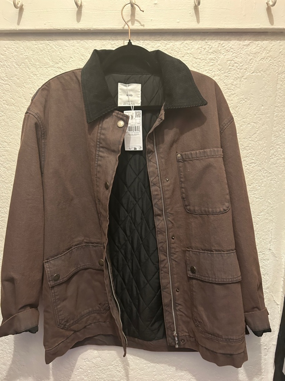 Mango Brown Field Jacket with Black Corduroy Collar
